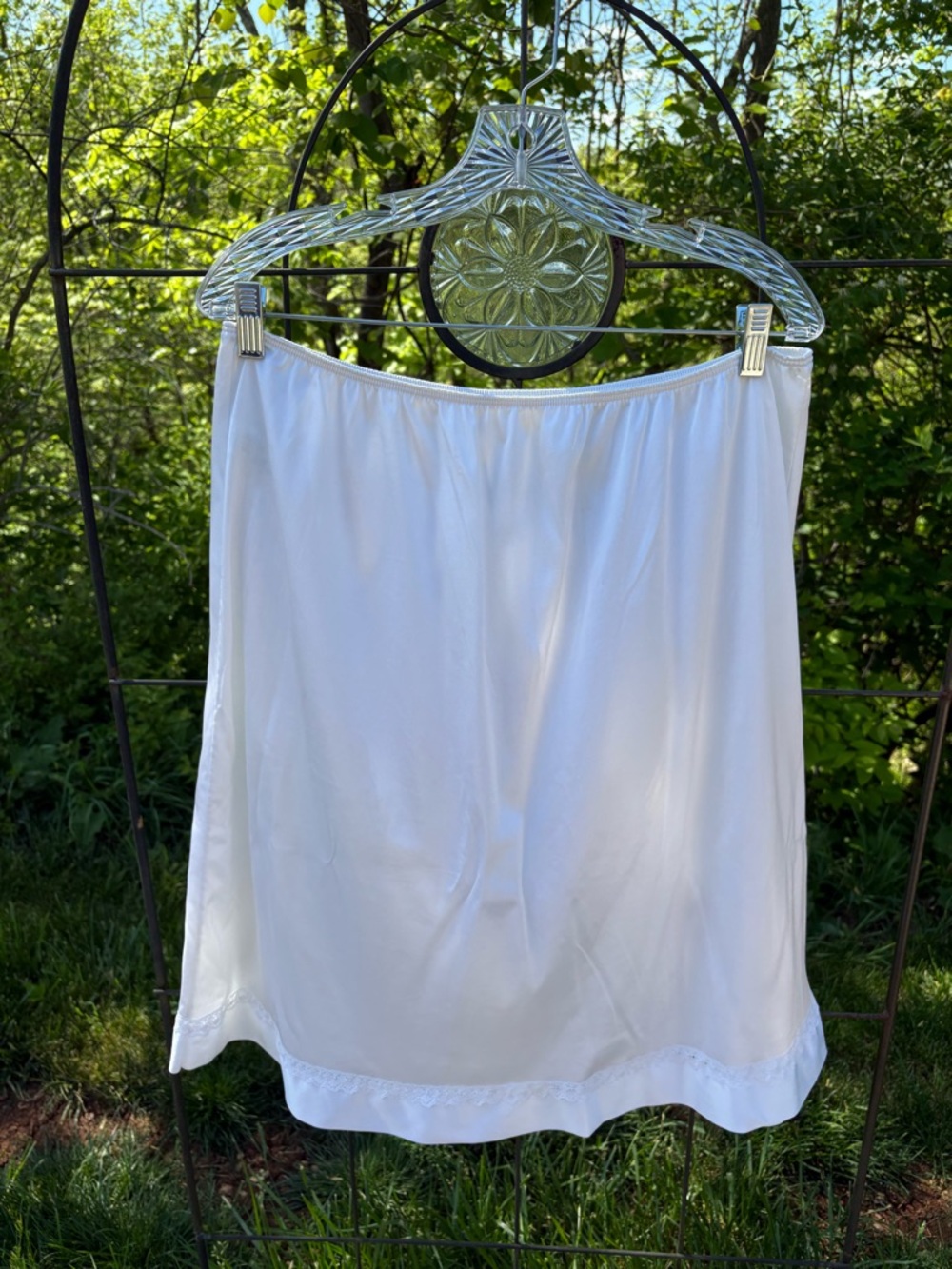 Vintage Sears White Lace-Trim Half Slip Delicate Feminine Elastic Waist Size 2S - Picture 8 of 16